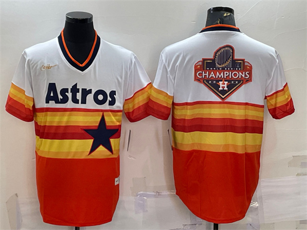 Men's Houston Astros Orange/White 2022 World Series Champions Team Big Logo Cool Base Stitched Jersey